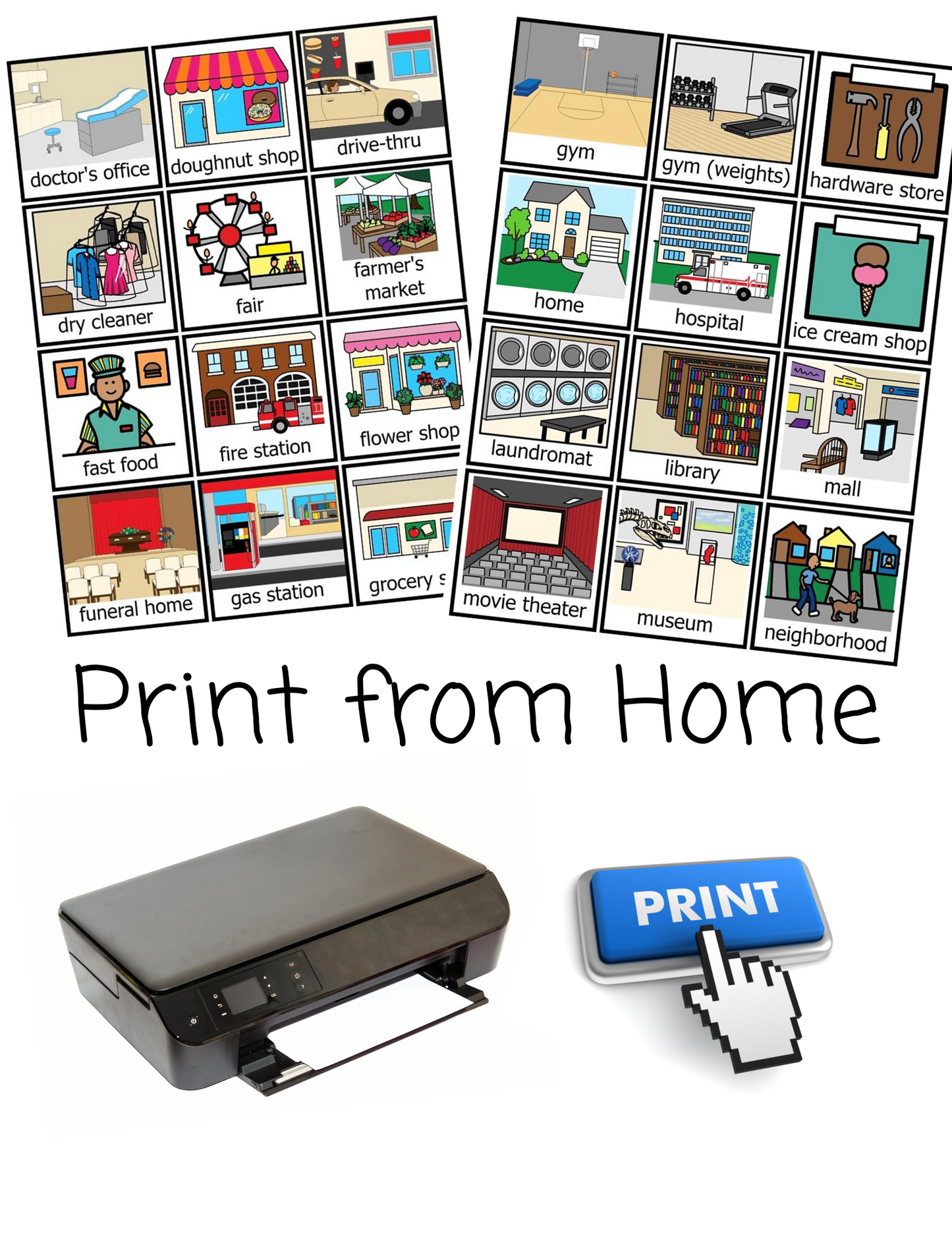 Community Places- picture cards, Digital Download