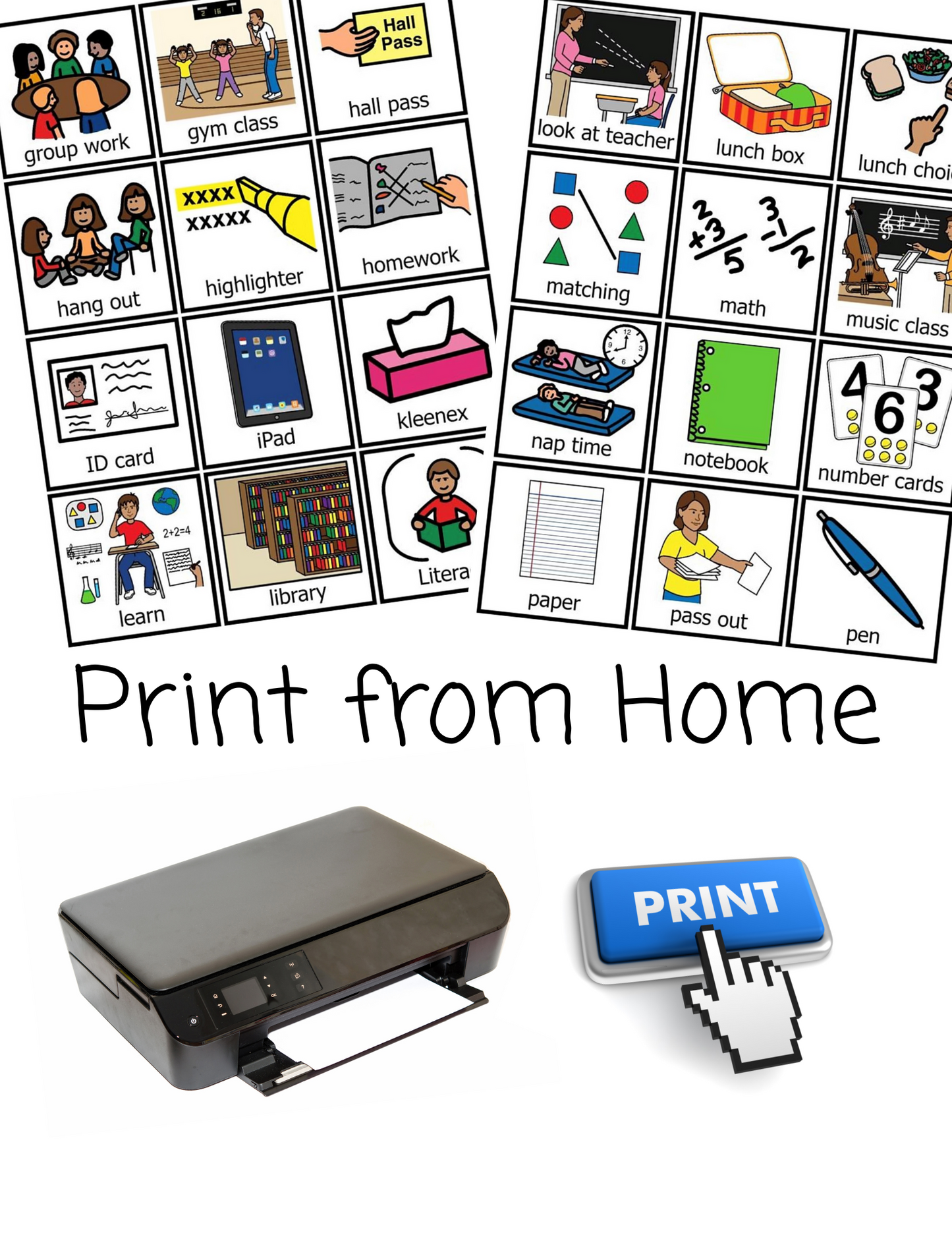 School- picture cards, Digital Download