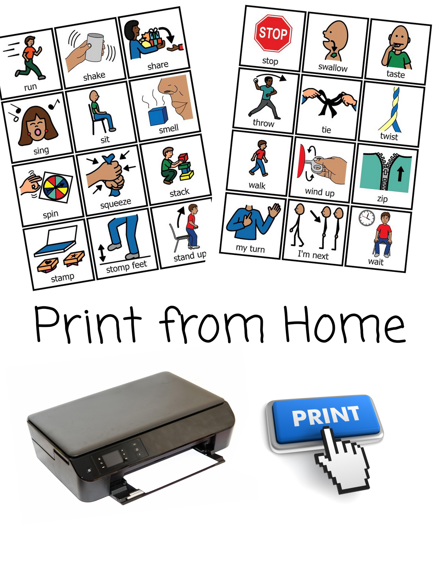 Actions- picture cards, Digital Download