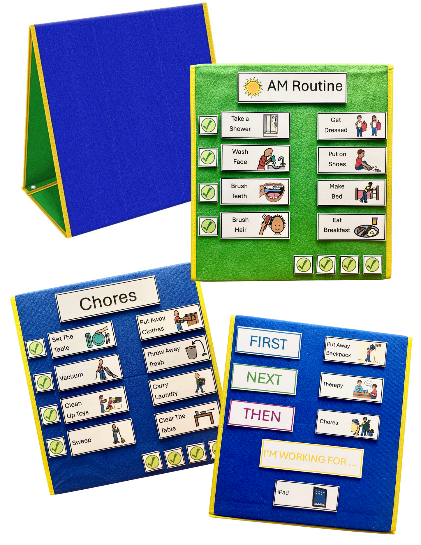 ALL-IN-ONE Chart, AM Routine, PM Routine, Chores, First & Then