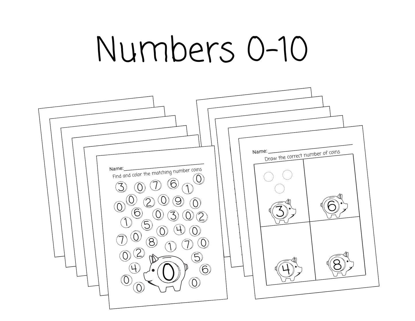 Worksheets Piggie Bank Counting 0-10 Practice
