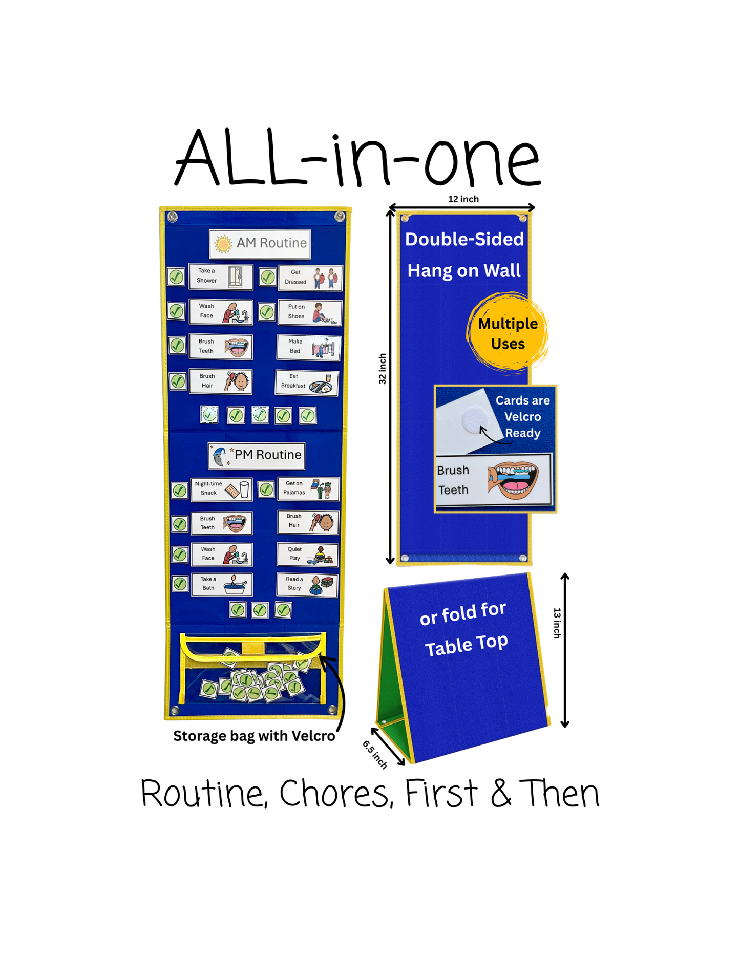 ALL-IN-ONE Chart, AM Routine, PM Routine, Chores, First & Then