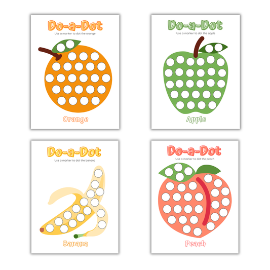 FREE Do-a-Dot Worksheets for Kids – Fine Motor Activity Printable | Dab a Dot Fruit Pages | Preschool & Autism Friendly Printable (5 Pages PDF) DIGITAL DOWNLOAD