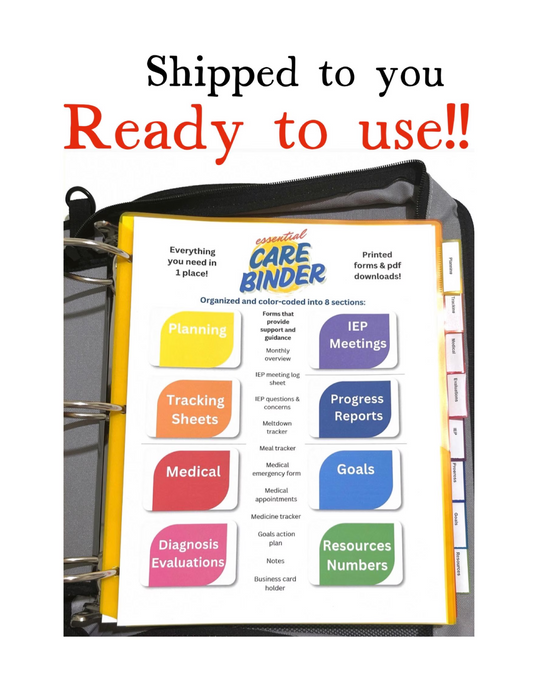 Special Needs- ALL in One- Essential Care Binder