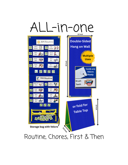 ALL-IN-ONE Chart, AM Routine, PM Routine, Chores, First & Then