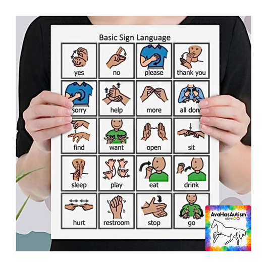 ASL Basic Sign Language Board | Autism Communication Tool | Nonverbal & Speech Support | Ready to Use Visual Aid