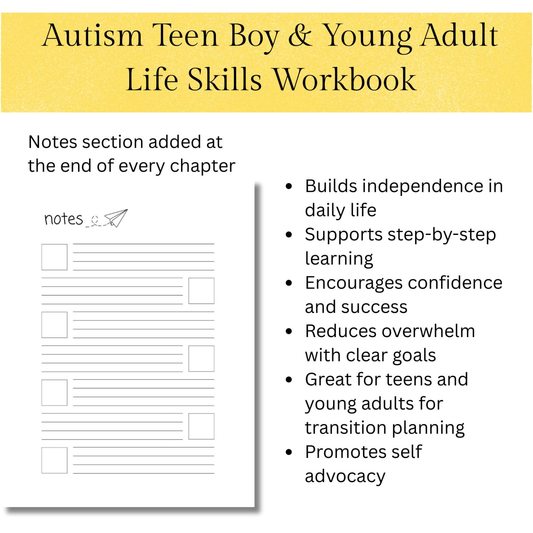 Autism Life Skills Workbook for Teen Boys & Young Adults, Independent Living Guide complete with IEP Goals for Special Needs Transition