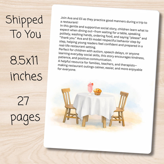 Autism Social Story Restaurant Paperback Book for Special Education Social Skills | Manners Story + Activity Pack