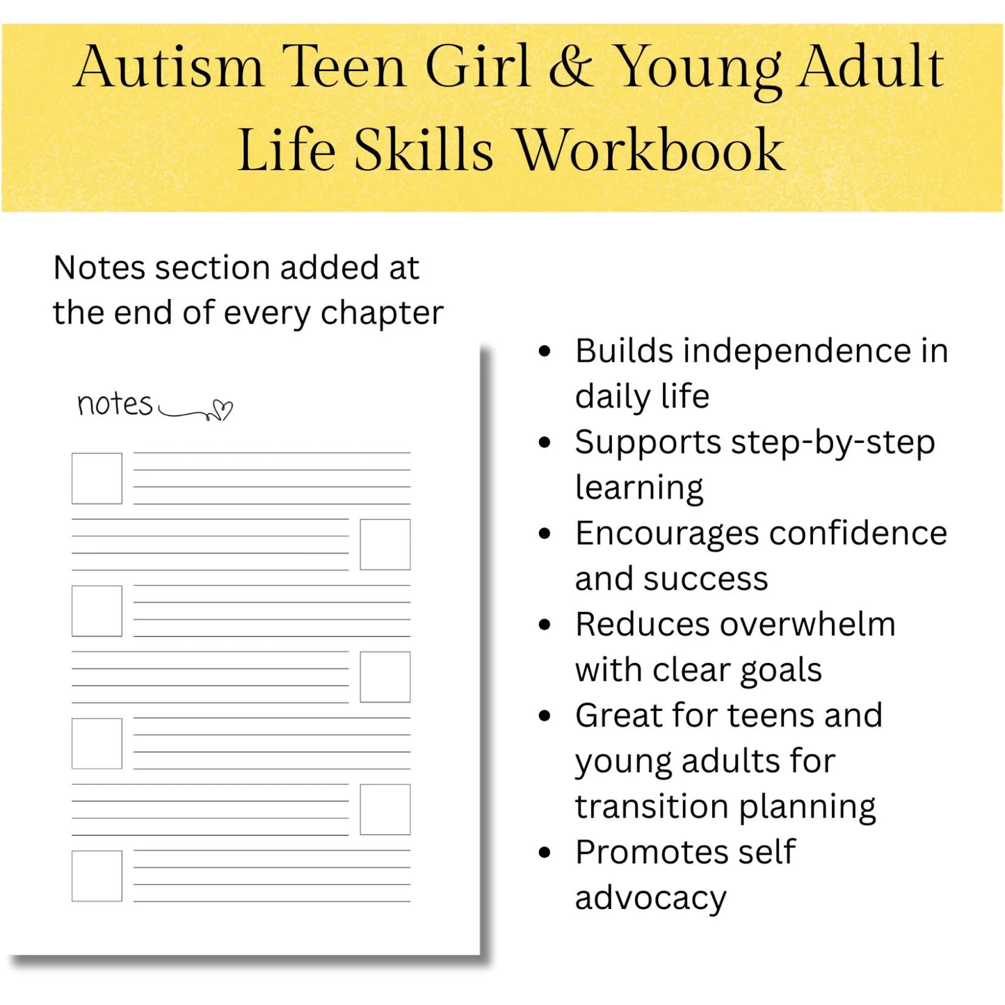 Autism Life Skills Workbook for Teen Girls & Young Adults, Independent Living Guide complete with IEP Goals for Special Needs Transition
