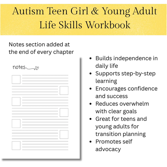 Autism Life Skills Workbook for Teen Girls & Young Adults, Independent Living Guide complete with IEP Goals for Special Needs Transition