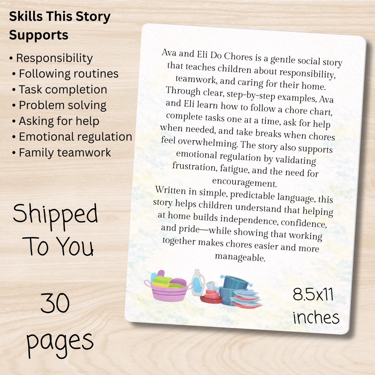 Social Story About Responsibility and Chores, Children's Paperback Book and Activity Pack