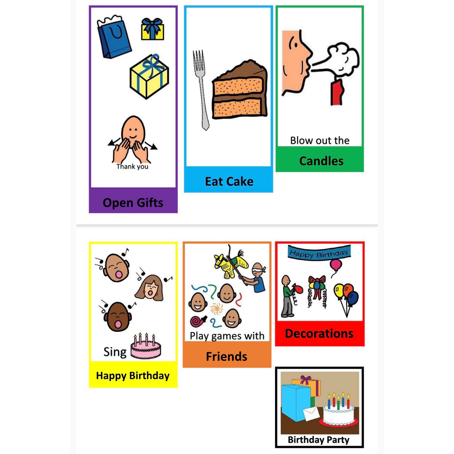 Birthday Party Visual Aid for Kids – Autism Social Story & Event Routine Support | Party Sequence Cards | Ready-to-Use Flip Book