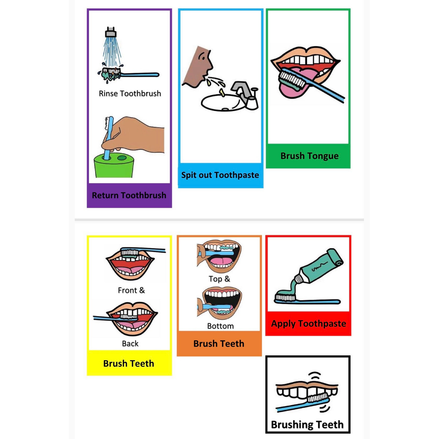 Brushing Teeth Visual Cards for Autism & ADHD | Tooth Brushing Steps Flip Book | Hygiene Visual Schedule for Kids