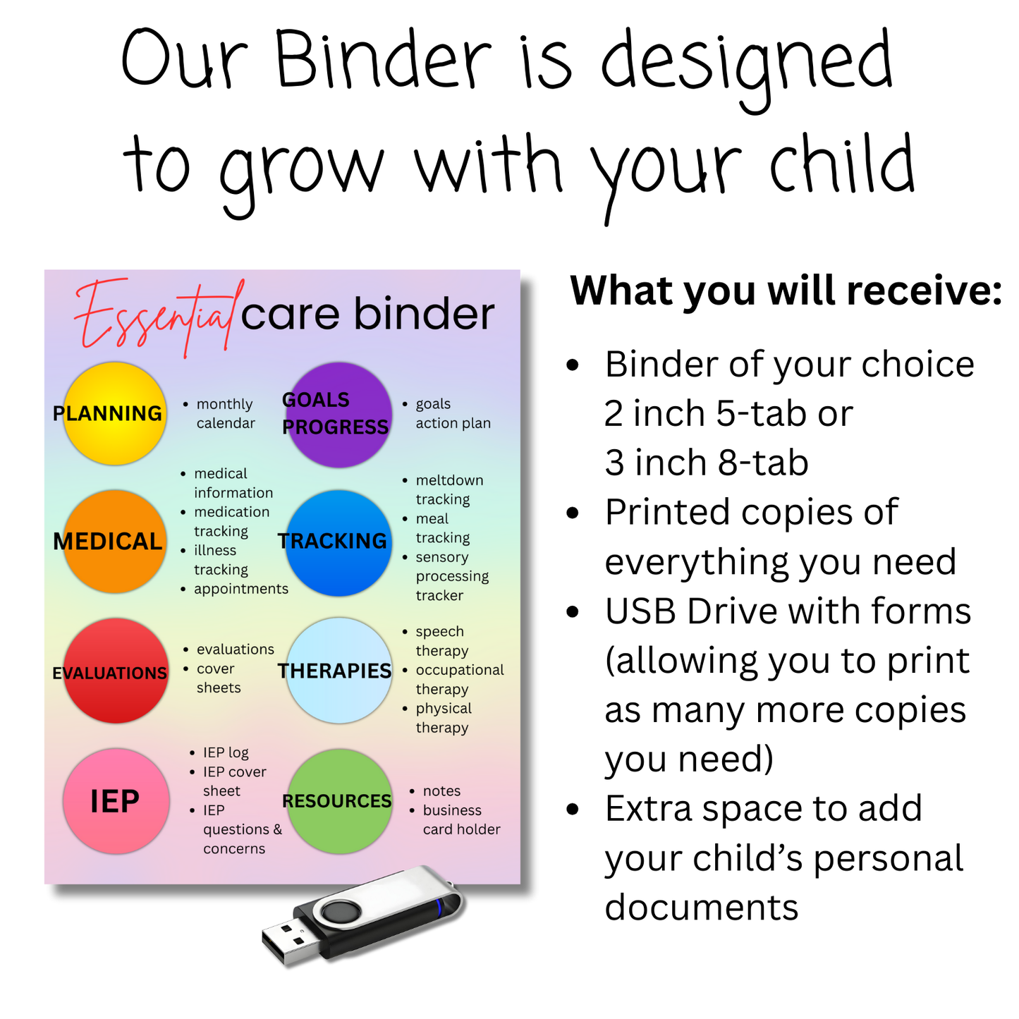 Special Needs Care Binder for IEP Meetings, Doctor Appointments, Therapy, Tracking, and Much More