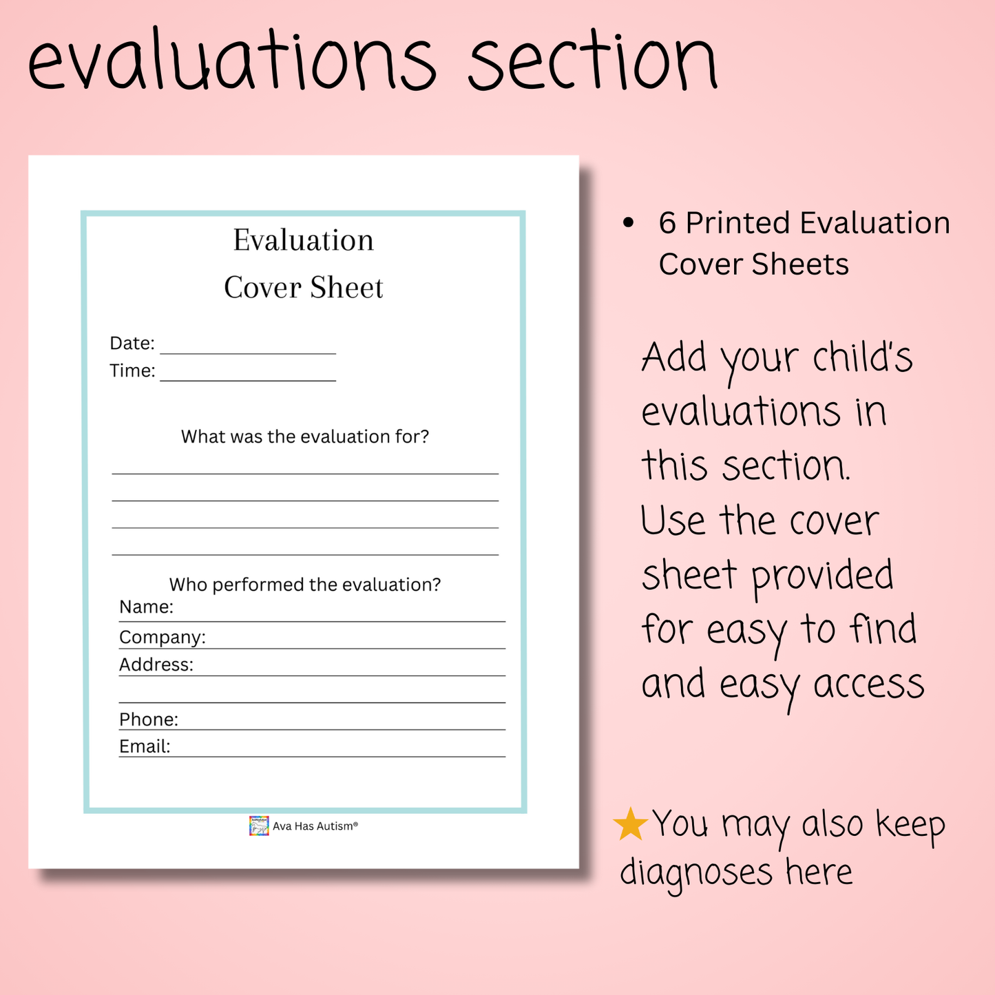 Special Needs Care Binder for IEP Meetings, Doctor Appointments, Therapy, Tracking, and Much More