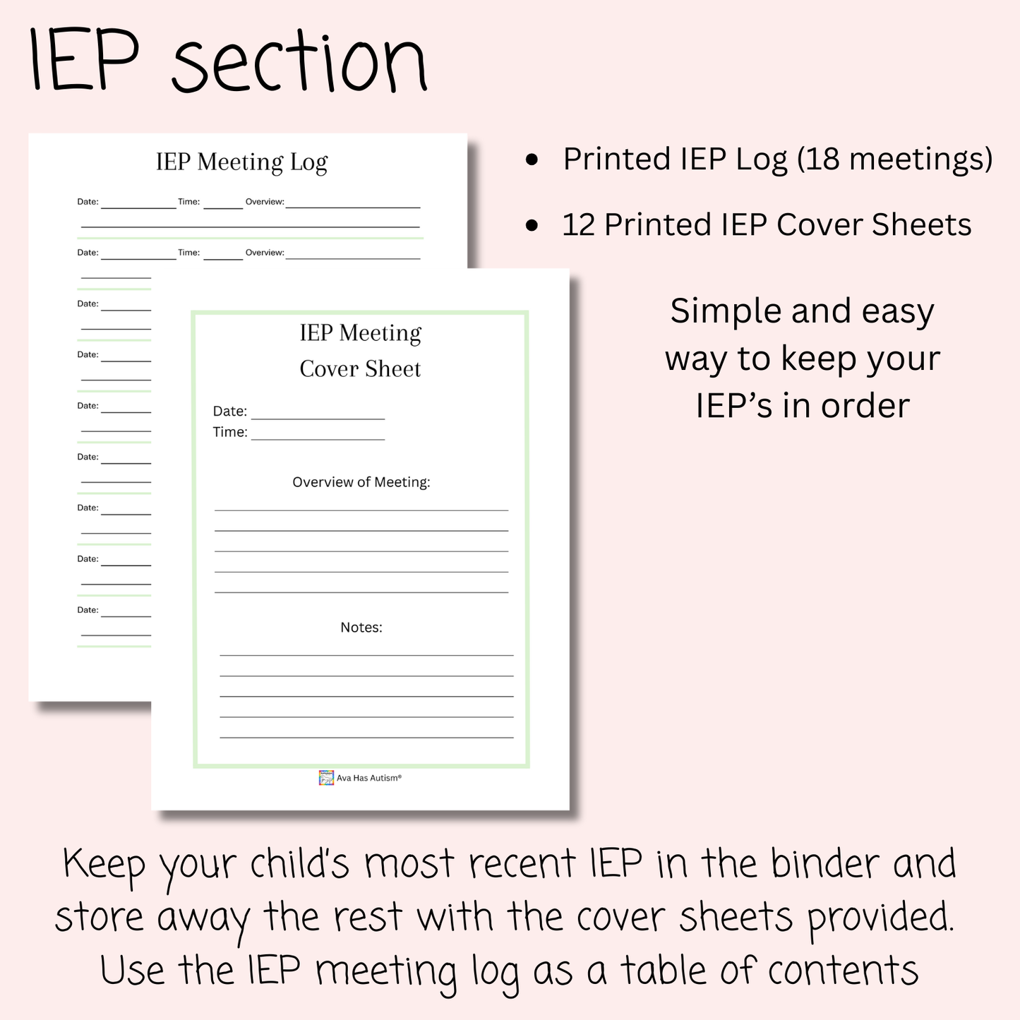 Special Needs Care Binder for IEP Meetings, Doctor Appointments, Therapy, Tracking, and Much More