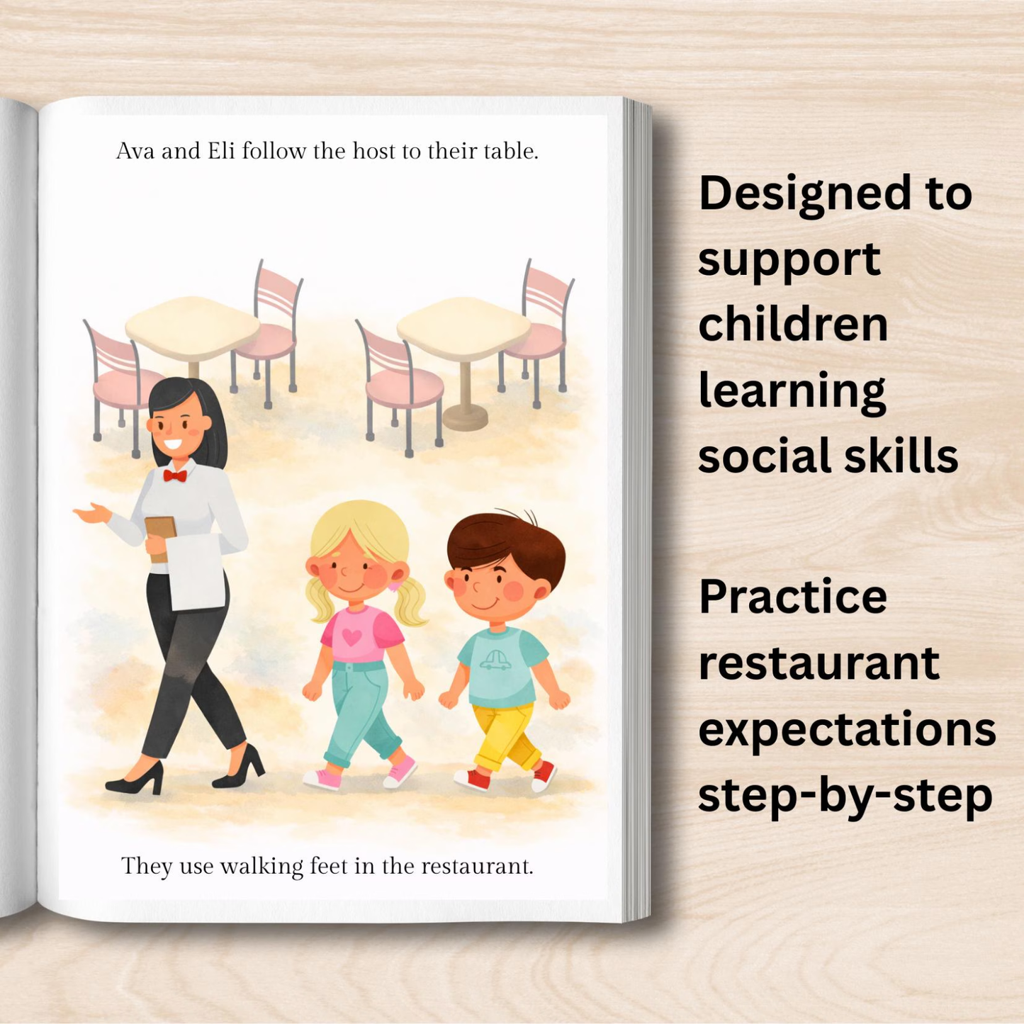 Autism Social Story Restaurant Paperback Book for Special Education Social Skills | Manners Story + Activity Pack