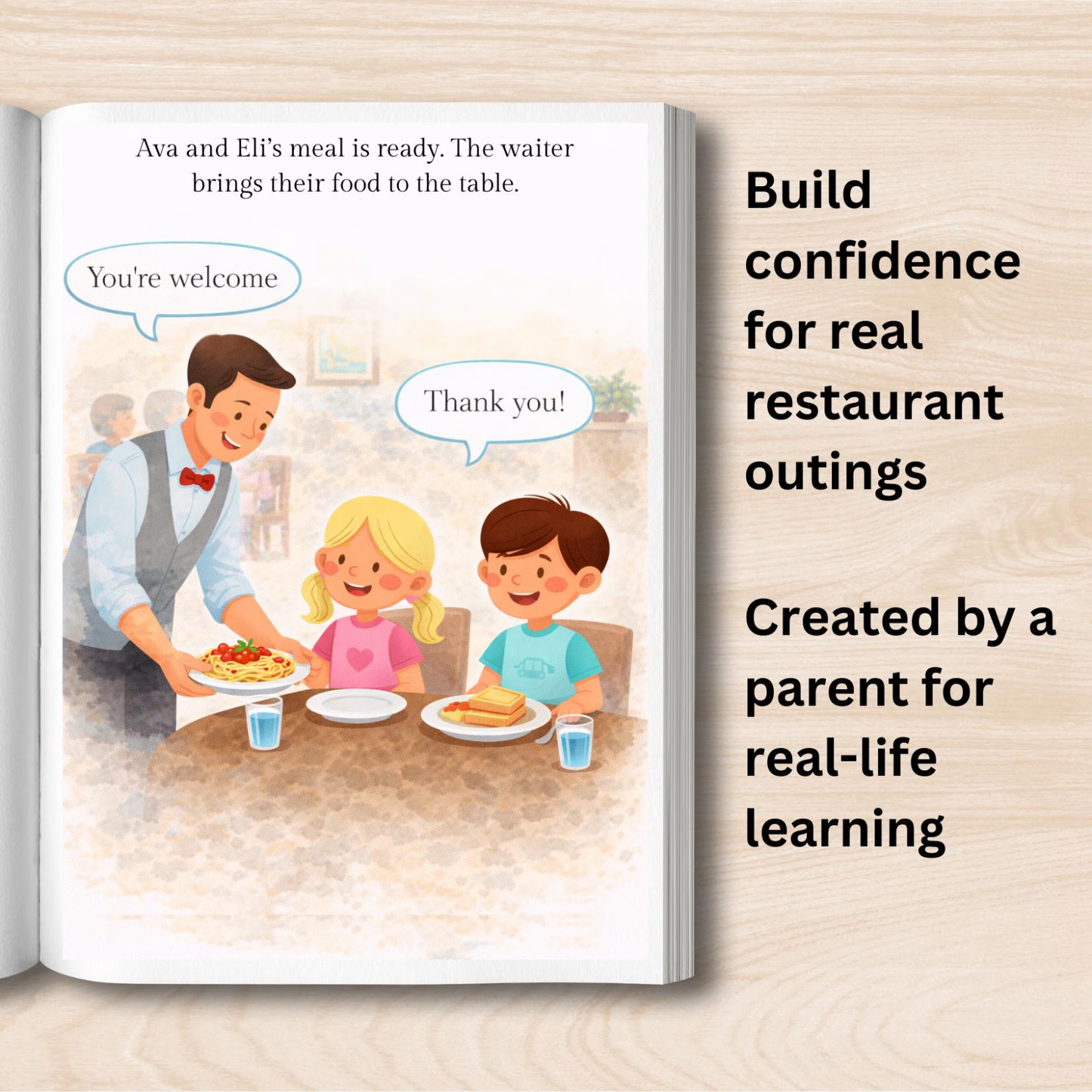 Autism Social Story Restaurant Paperback Book for Special Education Social Skills | Manners Story + Activity Pack