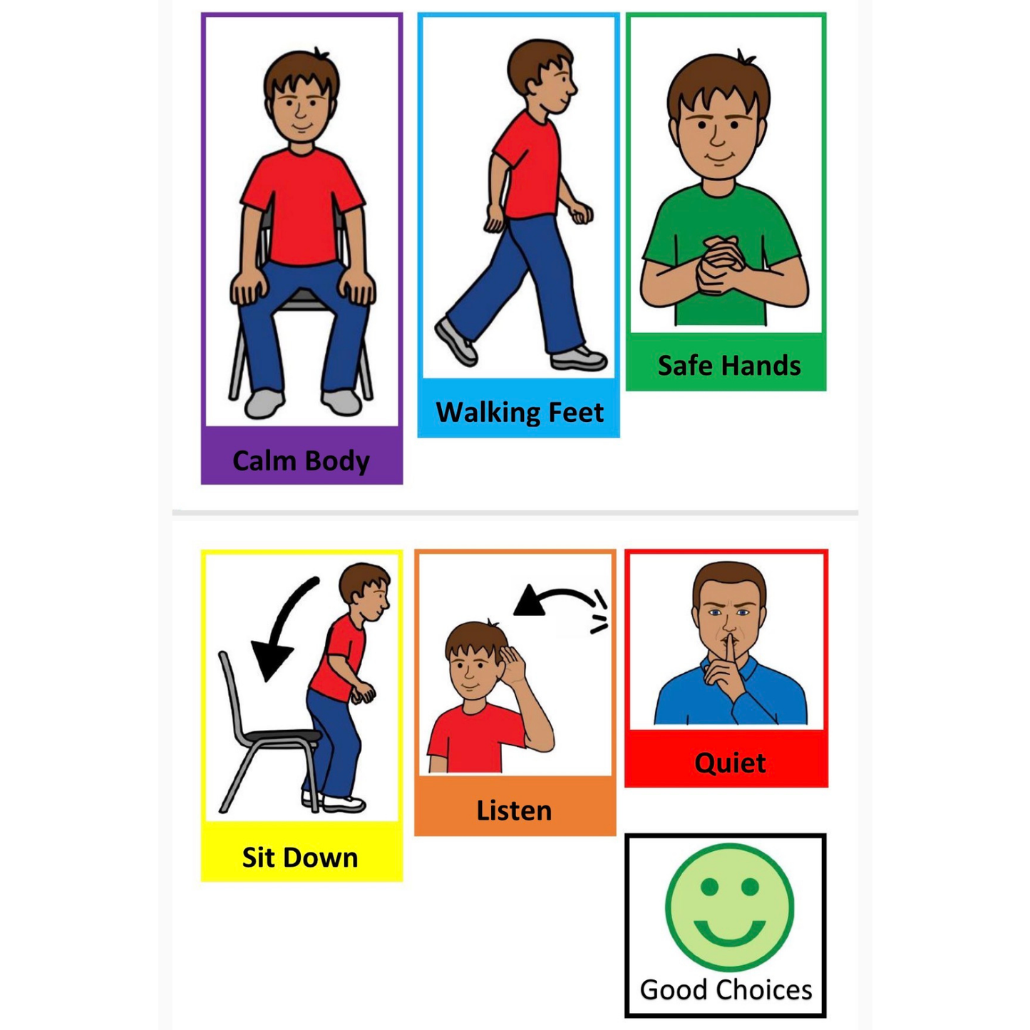 Good Choices Behavior Visual Cards for Kids – Autism & Classroom Behavior Support | Calm Body, Safe Hands, Listening Skills | Boy & Girl Flip Book
